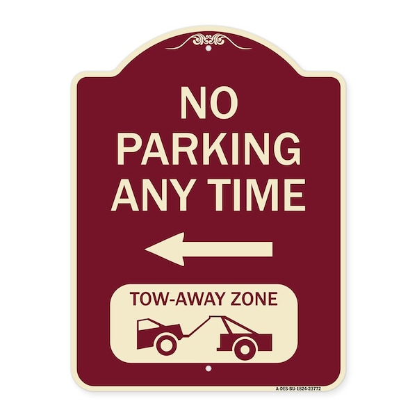 Signmission No Parking Anytime Tow-Away Zone W/ Left Arrow Heavy-Gauge Aluminum Sign, 24" x 18", BU-1824-23772 A-DES-BU-1824-23772 - main